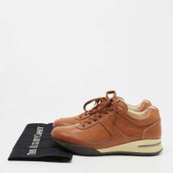 Pre Owned Tod's Tan Leather Low Top Sneakers Size 38