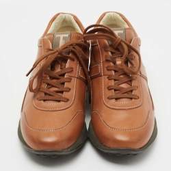 Pre Owned Tod's Tan Leather Low Top Sneakers Size 38