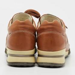 Pre Owned Tod's Tan Leather Low Top Sneakers Size 38