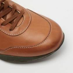 Pre Owned Tod's Tan Leather Low Top Sneakers Size 38