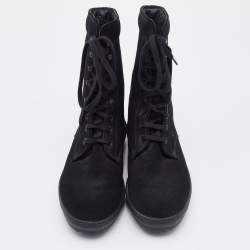 Pre Owned Tod's Black Suede Gommino Ankle Length Boots Size 36.5