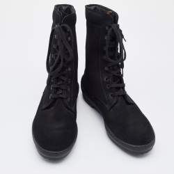 Pre Owned Tod's Black Suede Gommino Ankle Length Boots Size 36.5