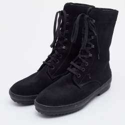 Pre Owned Tod's Black Suede Gommino Ankle Length Boots Size 36.5