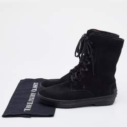 Pre Owned Tod's Black Suede Gommino Ankle Length Boots Size 36.5