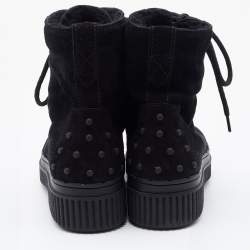 Pre Owned Tod's Black Suede Lace Up High Top Sneakers Size 40