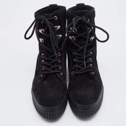 Pre Owned Tod's Black Suede Lace Up High Top Sneakers Size 40