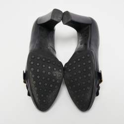 Pre Owned Tod's Navy Blue Leather Fringe Pumps Size 37