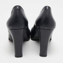 Pre Owned Tod's Navy Blue Leather Fringe Pumps Size 37