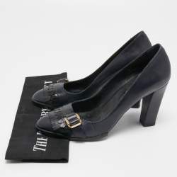 Pre Owned Tod's Navy Blue Leather Fringe Pumps Size 37