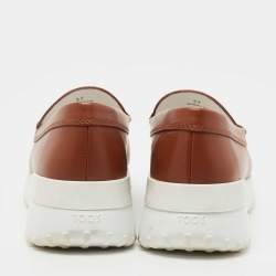 Pre Owned Tod's Brown Leather Gommino Loafer Sneakers Size 37