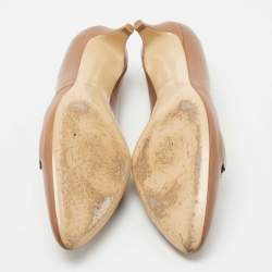 Pre Owned Tod's Brown Leather Pointed-Toe Loafer Pumps Size 39.5