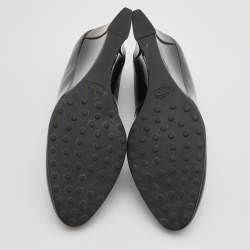 Pre Owned Tod's Black Patent Leather Round Toe Wedge Pumps Size 36