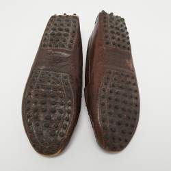 Tod's Dark Brown Lizard Embossed Leather Driver Loafers Size 37.5