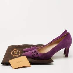 Tod's Purple Suede Buckle Pumps Size 39.5