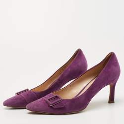 Tod's Purple Suede Buckle Pumps Size 39.5