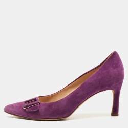 Tod's Purple Suede Buckle Pumps Size 39.5