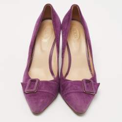 Tod's Purple Suede Buckle Pumps Size 39.5