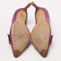 Tod's Purple Suede Buckle Pumps Size 39.5