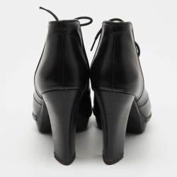 Pre Owned Tod's Black Leather Platform Ankle Booties Size 38