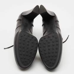 Pre Owned Tod's Black Leather Platform Ankle Booties Size 38