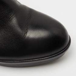 Pre Owned Tod's Black Leather Platform Ankle Booties Size 38