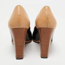 Pre Owned Tod's Black Patent and Leather Block Heel Square Toe Pumps Size 40