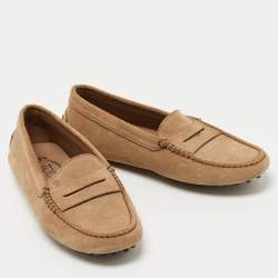 Pre Owned Tods Beige Suede Penny Loafers Size 35
