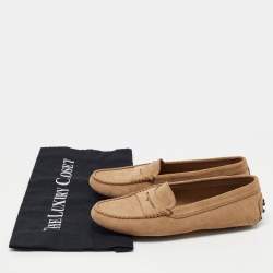 Pre Owned Tods Beige Suede Penny Loafers Size 35