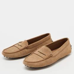 Pre Owned Tods Beige Suede Penny Loafers Size 35