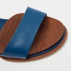 Tod's Blue Leather Block Heel Ankle Strap Sandals Size 40