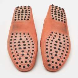 Pre Owned Tod's Orange Nubuck Gommino Slip On Loafers Size 40