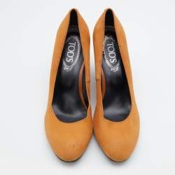Tod's Brown Nubuck Leather Wedge Pumps Size 39