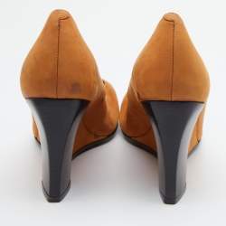 Tod's Brown Nubuck Leather Wedge Pumps Size 39