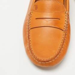 Pre Owned Tod's Brown Leather Slip On Loafers Size 37.5