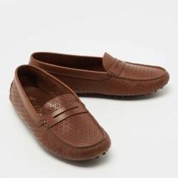 Pre Owned Tod's Brown Leather Slip On  Loafers Size 37.5 