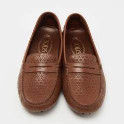 Pre Owned Tod's Brown Leather Slip On  Loafers Size 37.5 