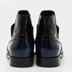 مملوكة مسبقًا Tod's Black/Blue Glossy Leather Chelsea Ankle Boots Size 36.5