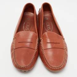 مملوكة مسبقًا Tod's Brown Leather Penny Loafers Size 36.5