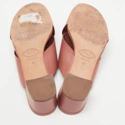 Pre Owned Tod's Brown Leather Crisscross Slide Sandals Size 40