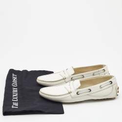 Pre Owned Tod's White Leather Penny Slip On Loafers Size 38