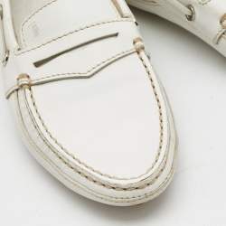 Pre Owned Tod's White Leather Penny Slip On Loafers Size 38