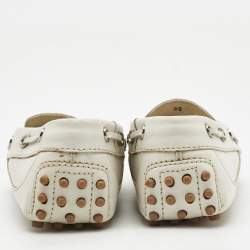 Pre Owned Tod's White Leather Penny Slip On Loafers Size 38