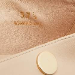 مملوكة مسبقًا Tod's Beige Leather Studded Espadrille Ballet Flats Size 37.5