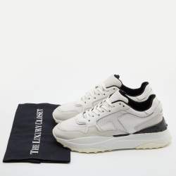 مملوكة مسبقًا Tod's White/Black Mesh and Leather Low Top Sneakers Size 39.5