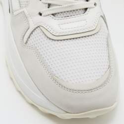 مملوكة مسبقًا Tod's White/Black Mesh and Leather Low Top Sneakers Size 39.5