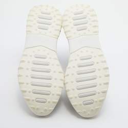 مملوكة مسبقًا Tod's White/Black Mesh and Leather Low Top Sneakers Size 39.5