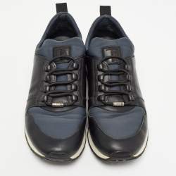 Tod's Black/Blue Leather and Nylon Low Top Sneakers Size 36