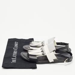 Pre Owned Tod's Tricolor Leather Fringe Slingback Flat Sandals Size 40