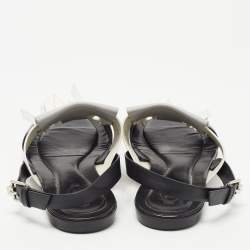 Pre Owned Tod's Tricolor Leather Fringe Slingback Flat Sandals Size 40