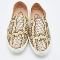 Pre Owned حذاء لوفرز تودز اسبادريل جلد وثعبان لونين مقاس 39.5